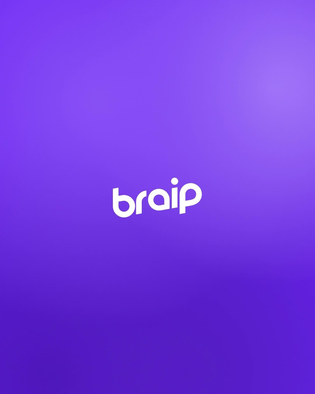 Logo da Braip em branco sobre o roxo da marca, quadro final do filme.