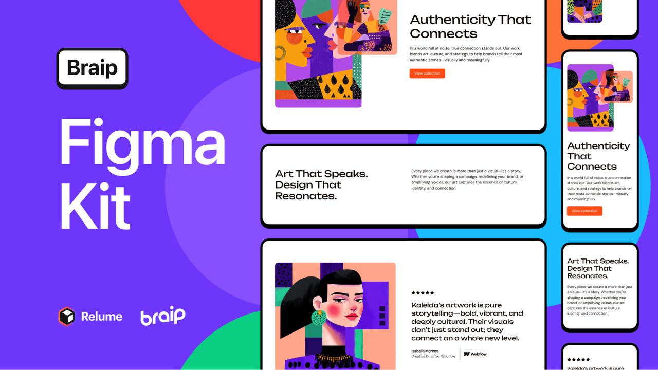 Capa do Creators Figma Kit sobre fundo roxo, com o logo da Figma em marca d'água e o selo de versão do kit.